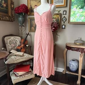 Trixxi Blush Pink Midi Dress with Button Accents